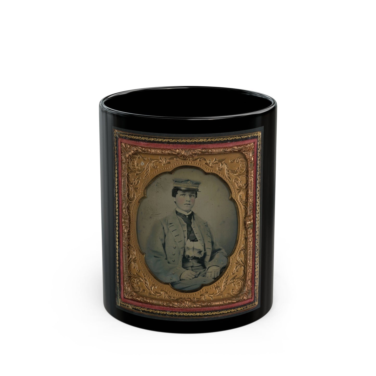 Unidentified Sailor In Confederate Midshipman Uniform (U.S. Civil War) Black Coffee Mug-11oz-The Sticker Space