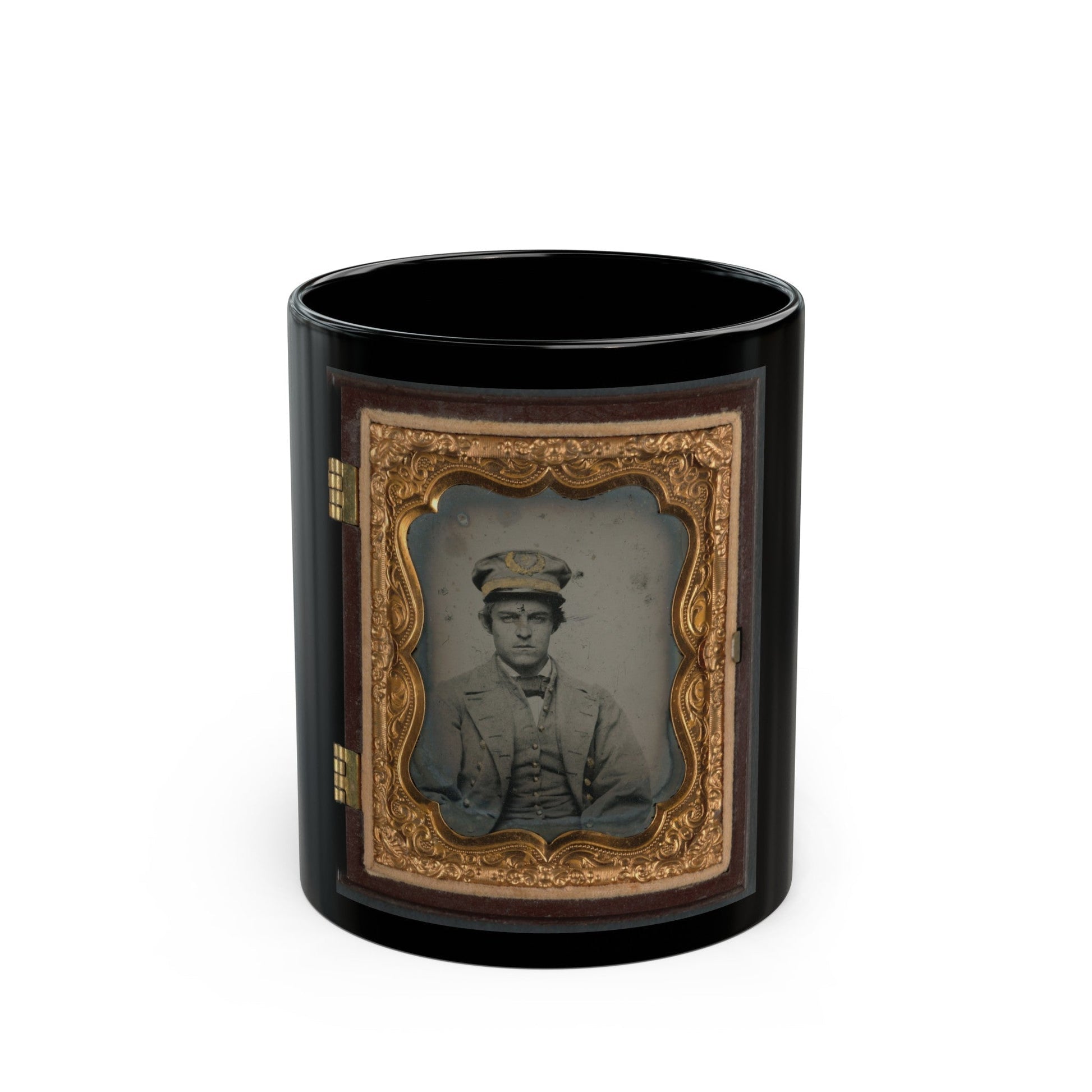 Unidentified Sailor In Confederate Naval Officer's Uniform (U.S. Civil War) Black Coffee Mug-11oz-The Sticker Space