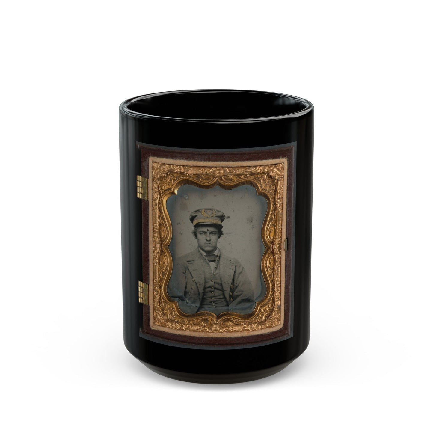 Unidentified Sailor In Confederate Naval Officer's Uniform (U.S. Civil War) Black Coffee Mug-15oz-The Sticker Space