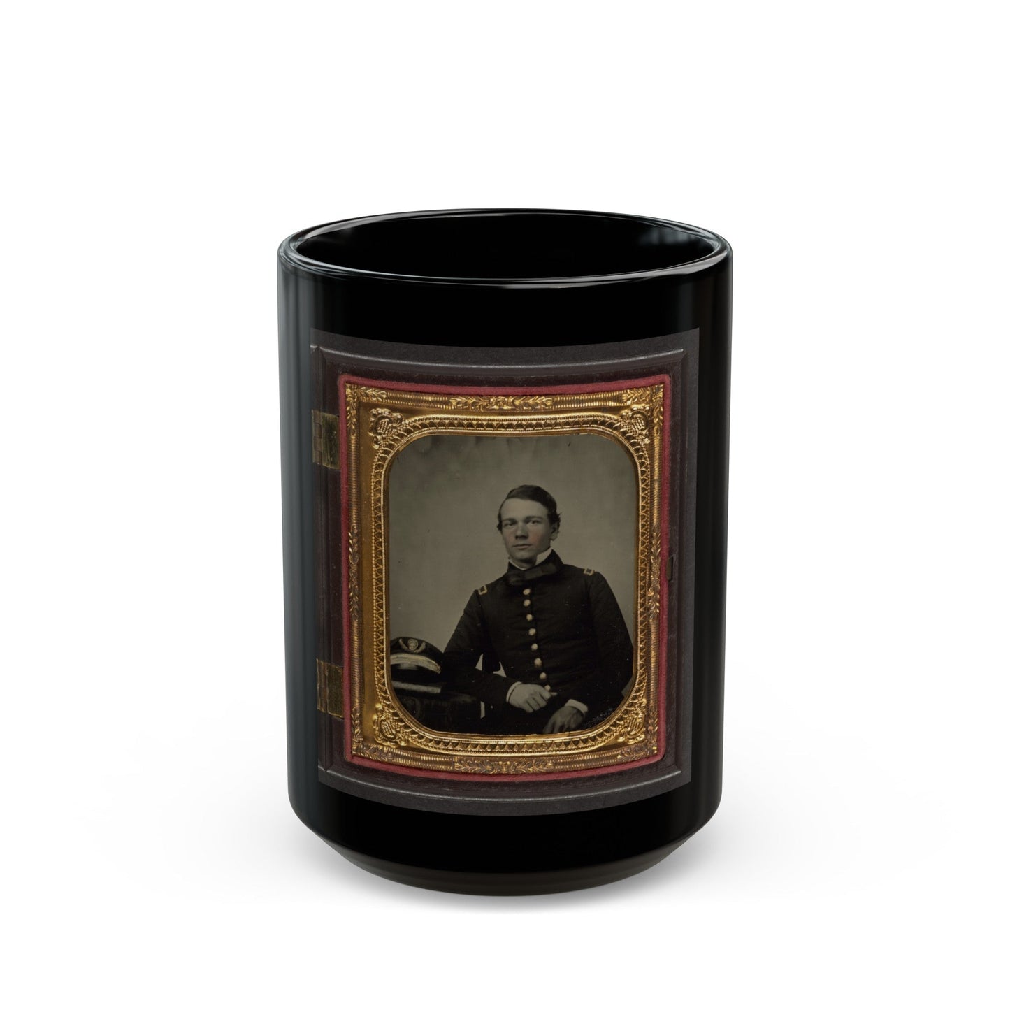 Unidentified Sailor In Union Master's Uniform With Navy Officer's Hat (U.S. Civil War) Black Coffee Mug-15oz-The Sticker Space