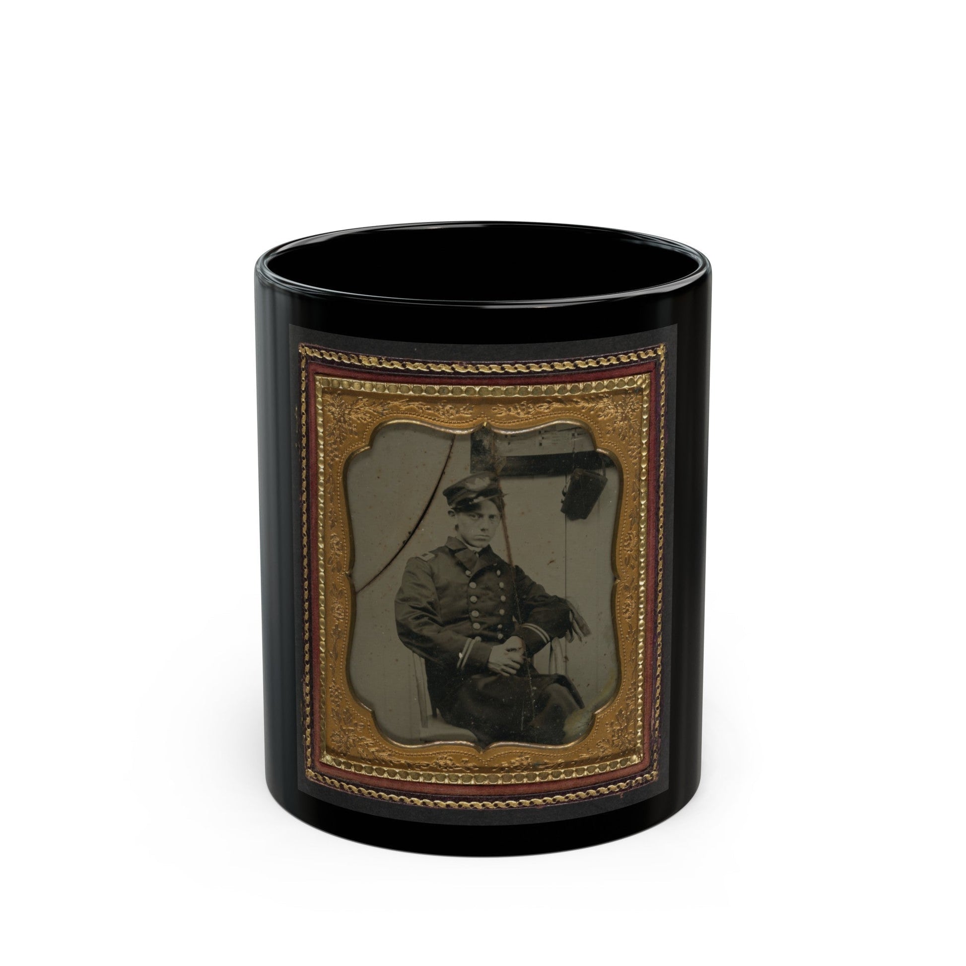 Unidentified Sailor In Union Naval Officer's Uniform (U.S. Civil War) Black Coffee Mug-11oz-The Sticker Space