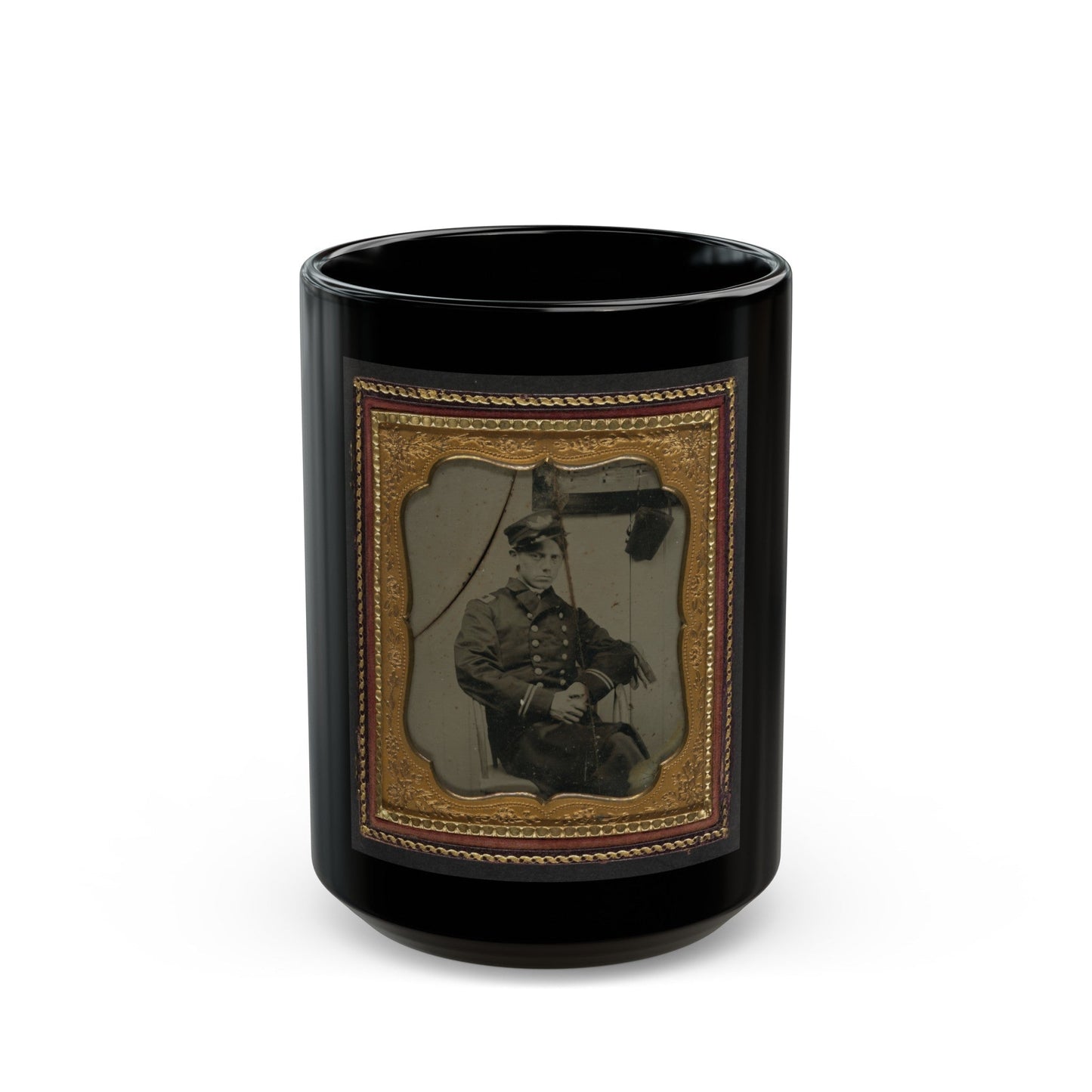 Unidentified Sailor In Union Naval Officer's Uniform (U.S. Civil War) Black Coffee Mug-15oz-The Sticker Space