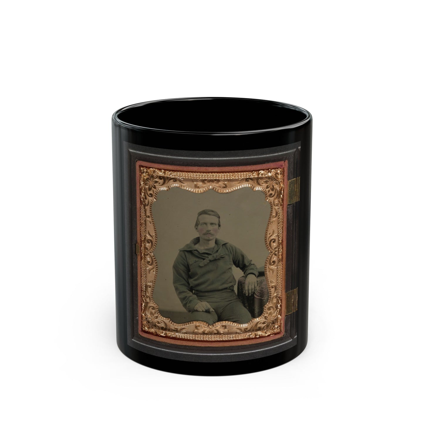 Unidentified Sailor In Union Uniform (U.S. Civil War) Black Coffee Mug-11oz-The Sticker Space