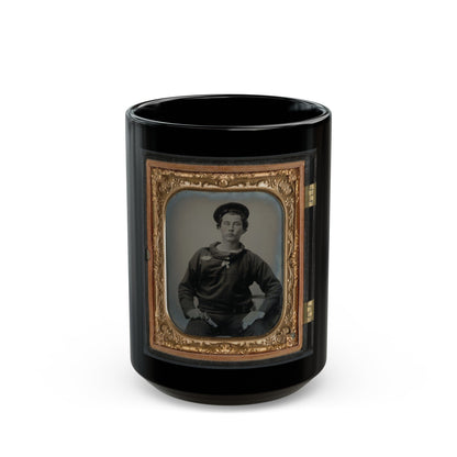 Unidentified Sailor In Union Uniform With Pistol (U.S. Civil War) Black Coffee Mug-15oz-The Sticker Space