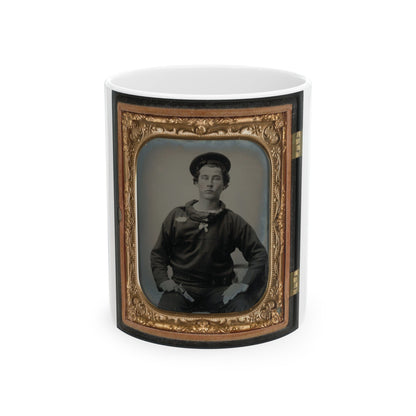 Unidentified Sailor In Union Uniform With Pistol (U.S. Civil War) White Coffee Mug-11oz-The Sticker Space