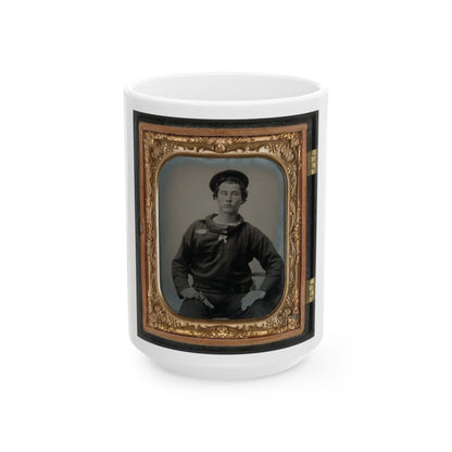 Unidentified Sailor In Union Uniform With Pistol (U.S. Civil War) White Coffee Mug-15oz-The Sticker Space