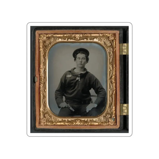 Unidentified Sailor In Union Uniform With Pistol (U.S. Civil War) STICKER Vinyl Die-Cut Decal White Die-Cut 2 Inch - The Sticker Space