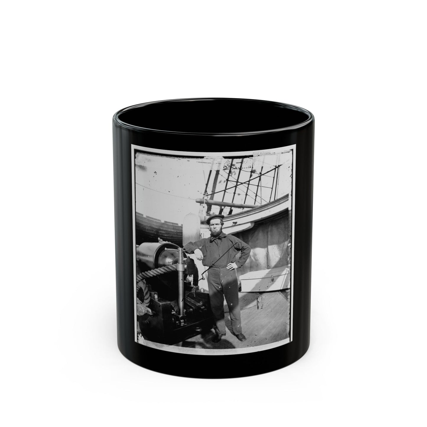 Unidentified Sailor On U.S.S. New Hampshire (U.S. Civil War) Black Coffee Mug-11oz-The Sticker Space