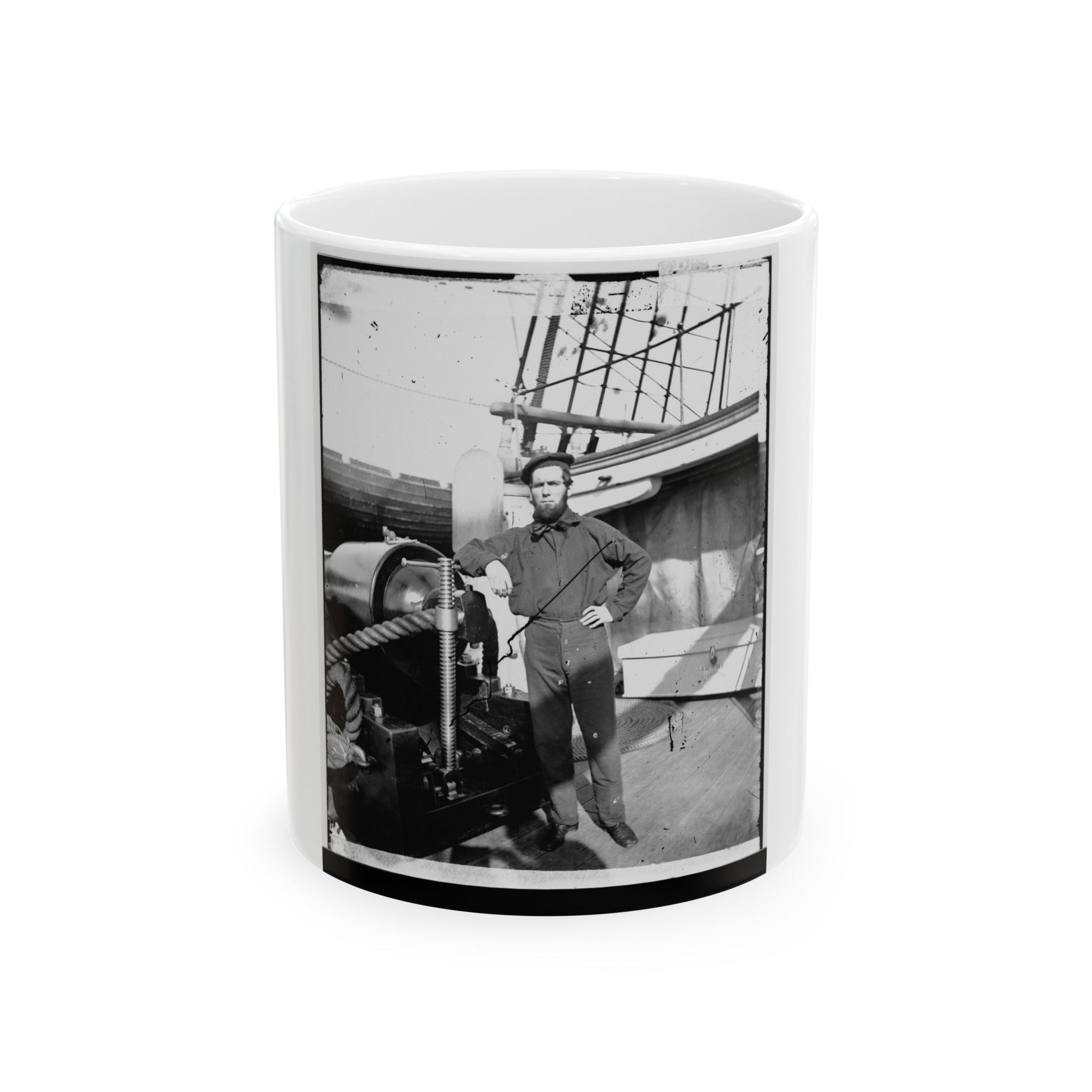 Unidentified Sailor On U.S.S. New Hampshire (U.S. Civil War) White Coffee Mug-11oz-The Sticker Space