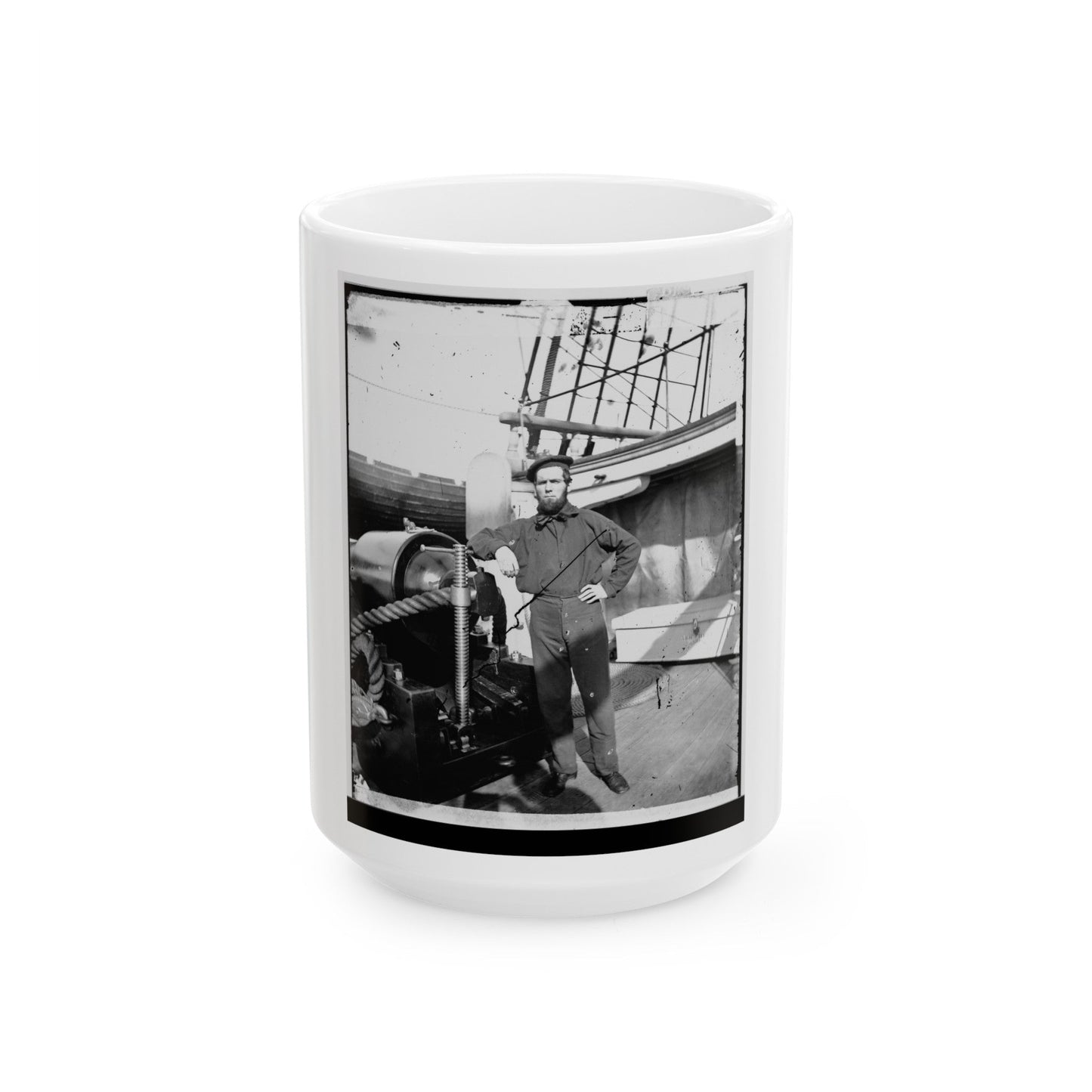 Unidentified Sailor On U.S.S. New Hampshire (U.S. Civil War) White Coffee Mug-15oz-The Sticker Space