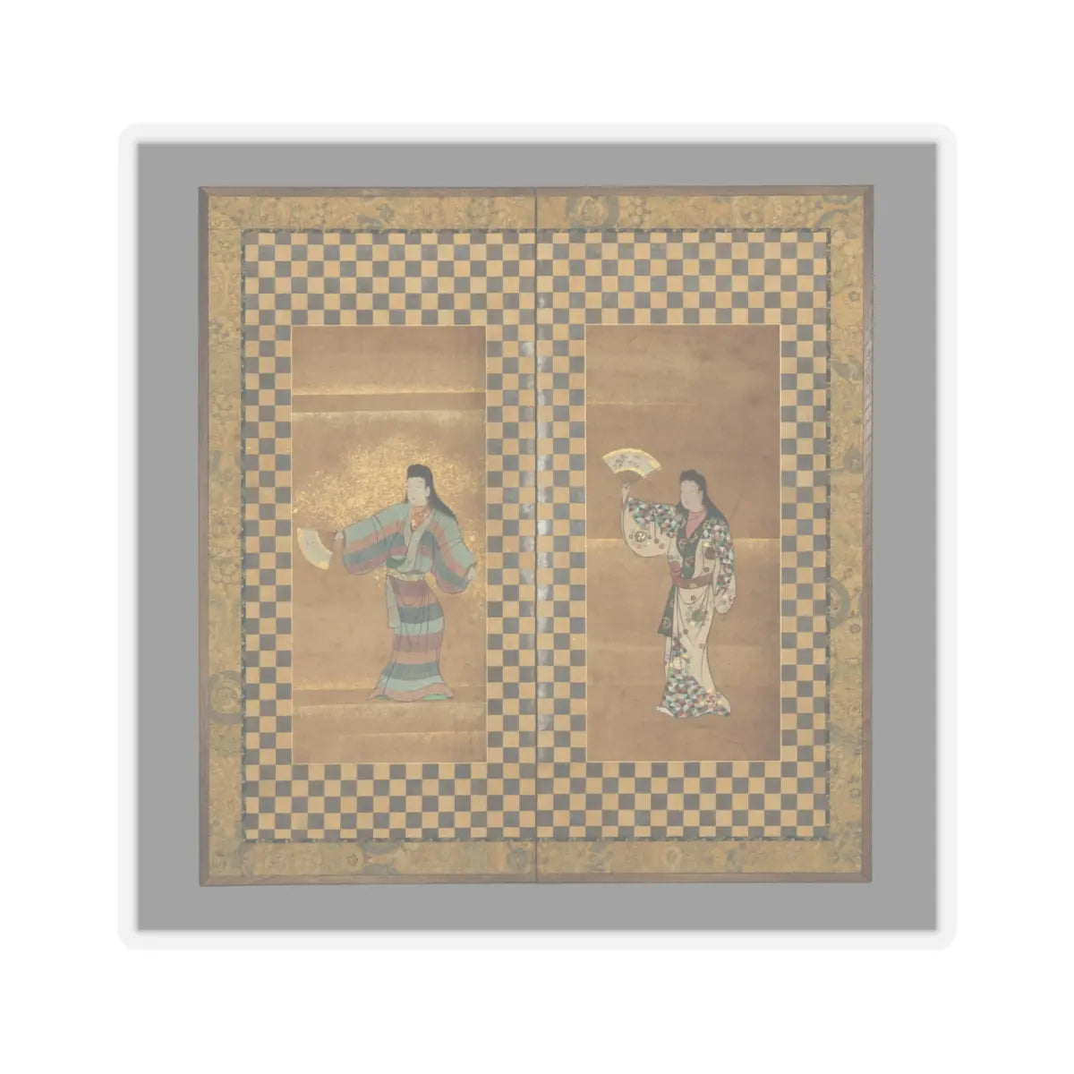 Unidentified - Screen of Two Dancers (Bugi zu byōbu) - 18th century v1 - STICKER Vinyl Kiss-Cut Decal
