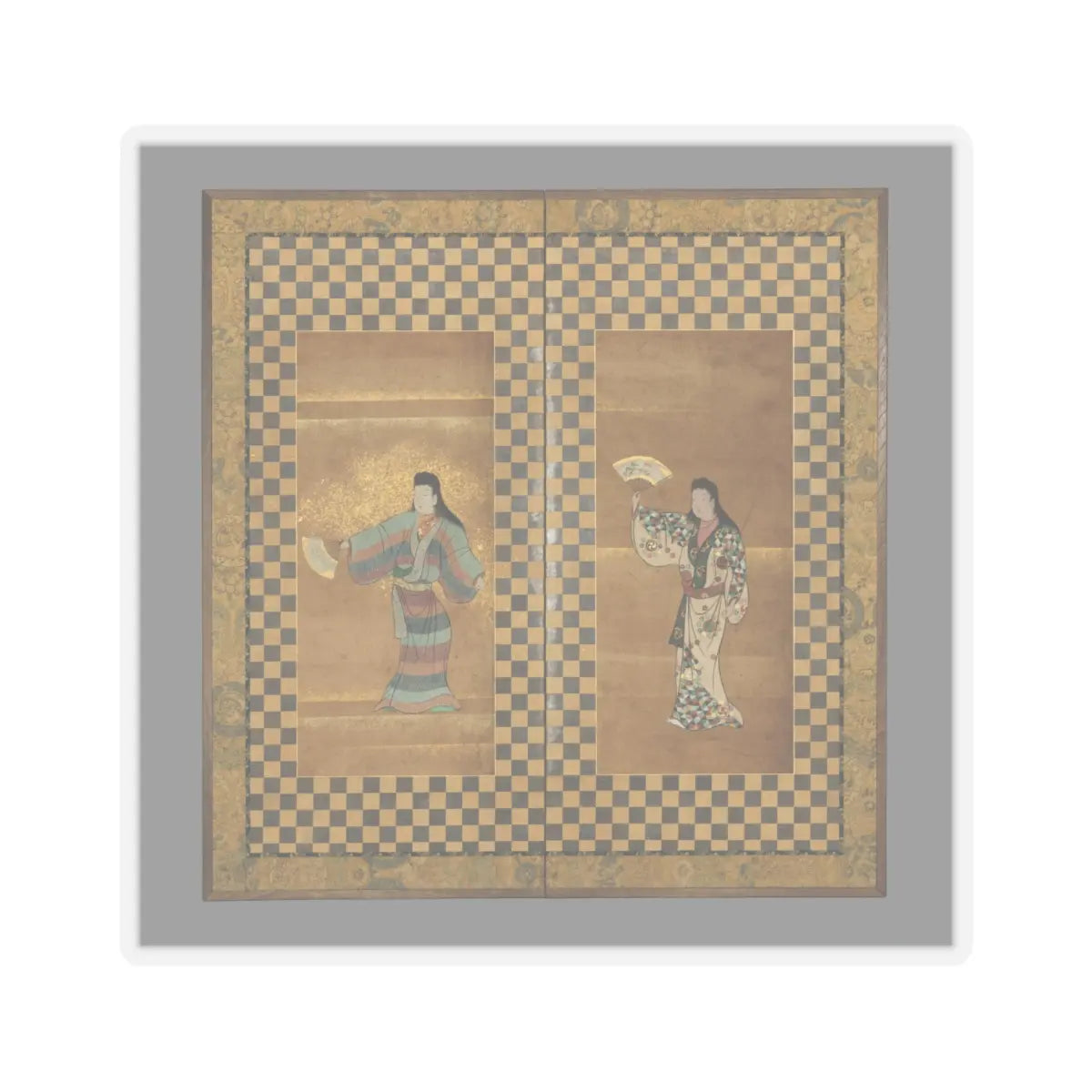 Unidentified - Screen of Two Dancers (Bugi zu byōbu) - 18th century v1 - STICKER Vinyl Kiss-Cut Decal