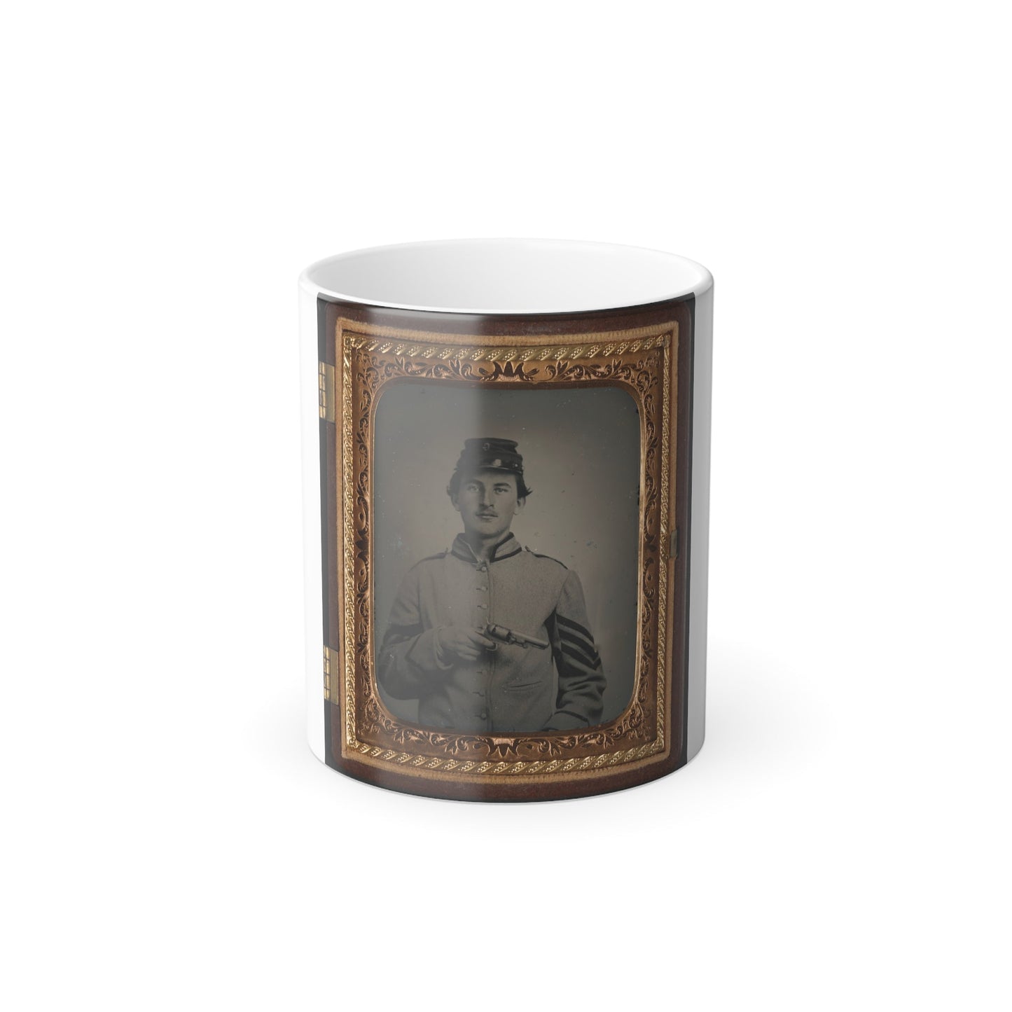 Unidentified Sergeant in Confederate Uniform and Company G Hat With Revolver (U.S. Civil War) Color Morphing Mug 11oz-11oz-The Sticker Space