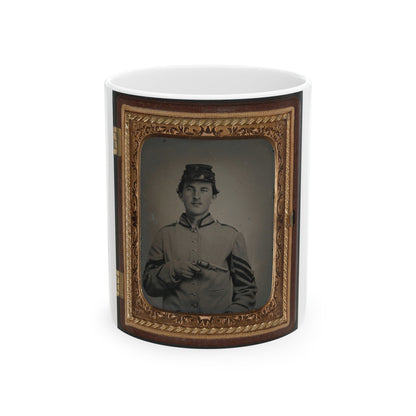 Unidentified Sergeant In Confederate Uniform And Company G Hat With Revolver (U.S. Civil War) White Coffee Mug-11oz-The Sticker Space