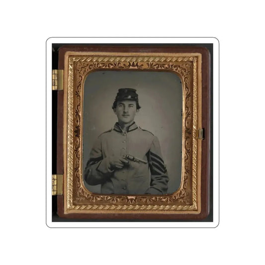 Unidentified Sergeant In Confederate Uniform And Company G Hat With Revolver (U.S. Civil War) STICKER Vinyl Die-Cut Decal White Die-Cut 2 Inch - The Sticker Space