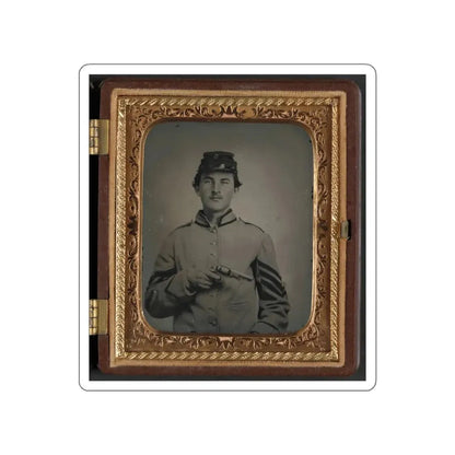 Unidentified Sergeant In Confederate Uniform And Company G Hat With Revolver (U.S. Civil War) STICKER Vinyl Die-Cut Decal White Die-Cut 6 Inch - The Sticker Space