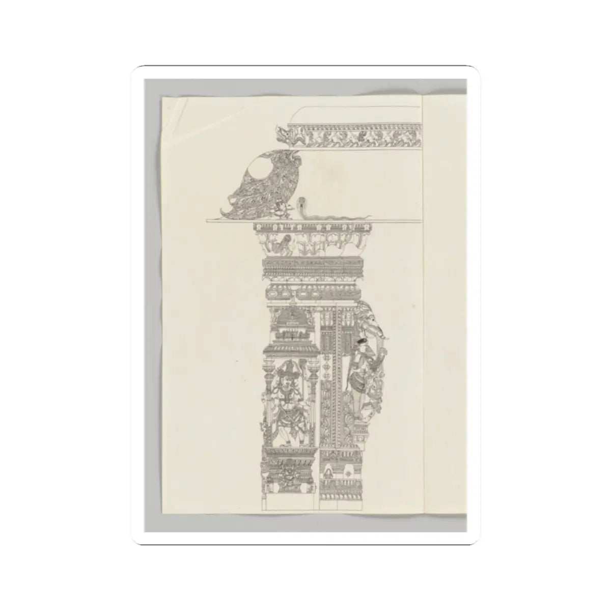 Unidentified - Shiva as Tripsurasamhara; woman holding a flywhisk; rearing yali - ca. 1800 - STICKER Vinyl Kiss-Cut Decal