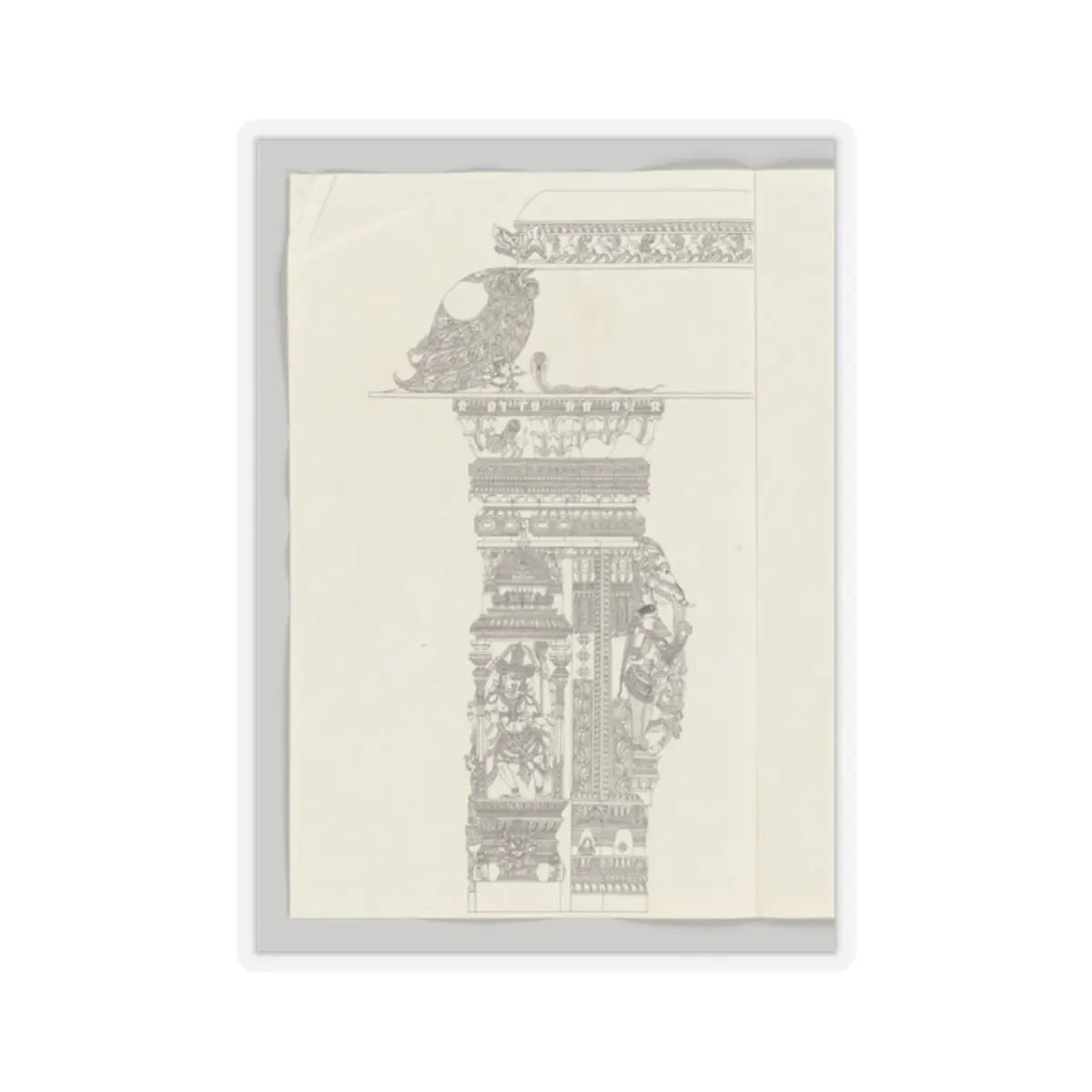 Unidentified - Shiva as Tripsurasamhara; woman holding a flywhisk; rearing yali - ca. 1800 - STICKER Vinyl Kiss-Cut Decal