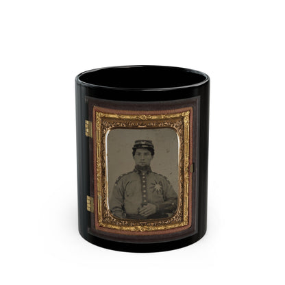 Unidentified Soldier From Co. B (Sunflower Dispersers), 3rd Mississippi Infantry Regiment In Uniform And Kepi With Letter W (U.S. Civil War) Black Coffee Mug-11oz-The Sticker Space