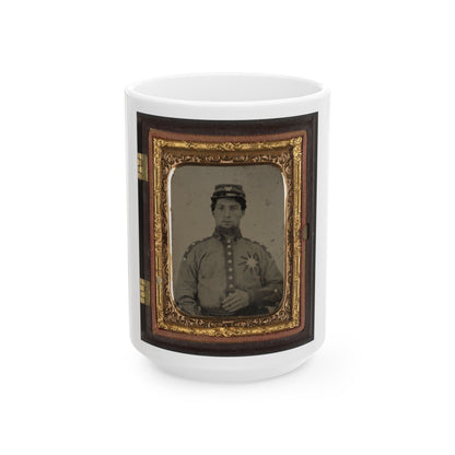 Unidentified Soldier From Co. B (Sunflower Dispersers), 3rd Mississippi Infantry Regiment In Uniform And Kepi With Letter W (U.S. Civil War) White Coffee Mug-15oz-The Sticker Space