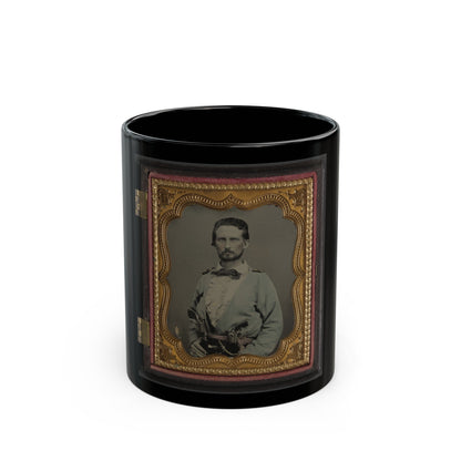 Unidentified Soldier From Kentucky In Confederate Uniform With Two Revolvers (U.S. Civil War) Black Coffee Mug-11oz-The Sticker Space