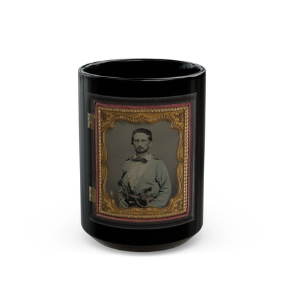 Unidentified Soldier From Kentucky In Confederate Uniform With Two Revolvers (U.S. Civil War) Black Coffee Mug-15oz-The Sticker Space