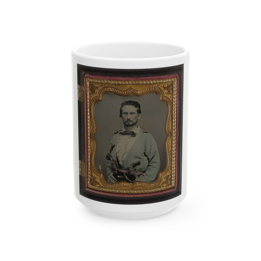 Unidentified Soldier From Kentucky In Confederate Uniform With Two Revolvers (U.S. Civil War) White Coffee Mug-15oz-The Sticker Space