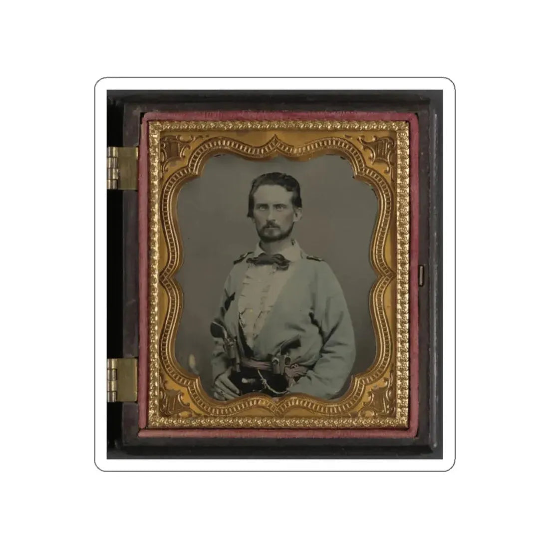 Unidentified Soldier From Kentucky In Confederate Uniform With Two Revolvers (U.S. Civil War) STICKER Vinyl Die-Cut Decal White Die-Cut 2 Inch - The Sticker Space