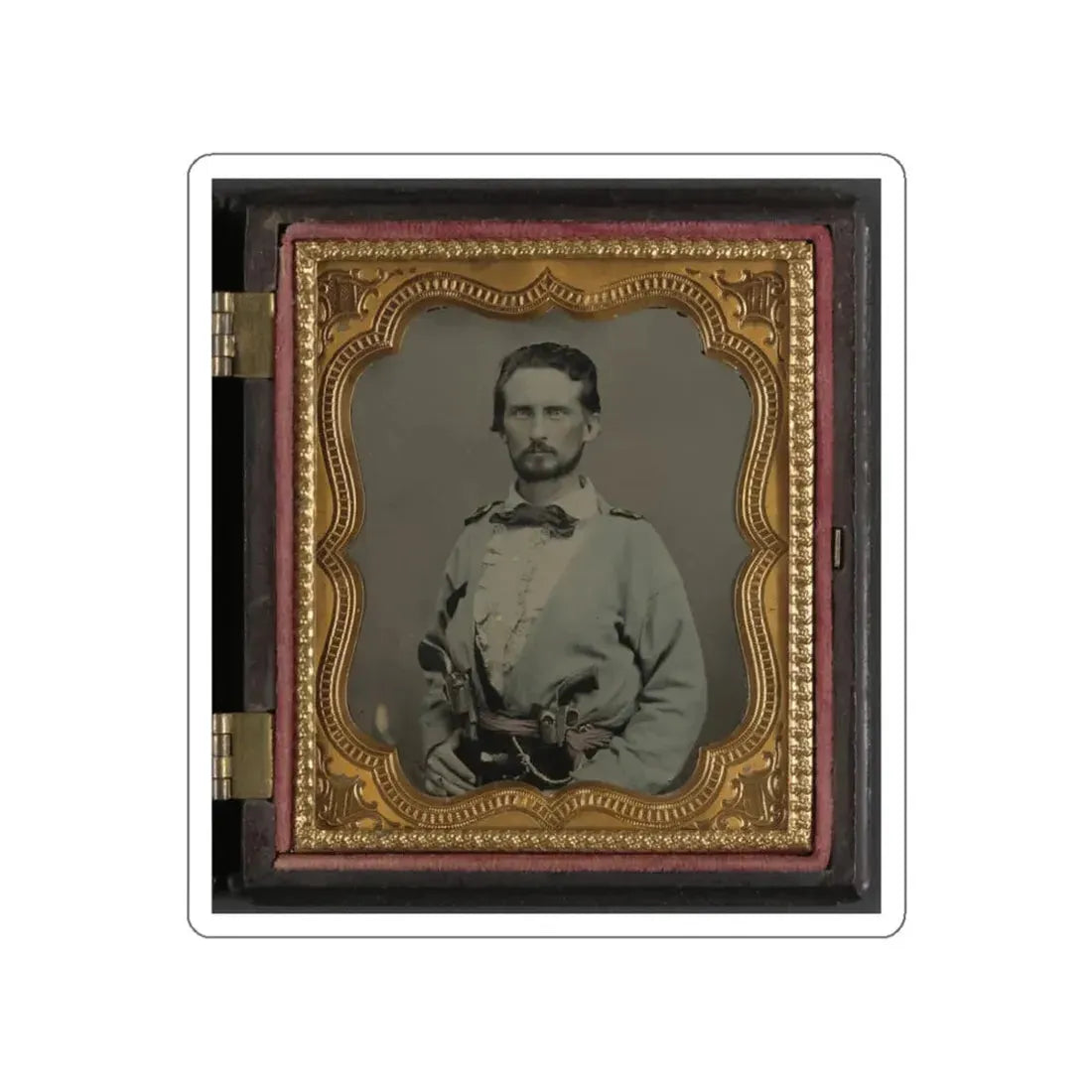 Unidentified Soldier From Kentucky In Confederate Uniform With Two Revolvers (U.S. Civil War) STICKER Vinyl Die-Cut Decal White Die-Cut 3 Inch - The Sticker Space