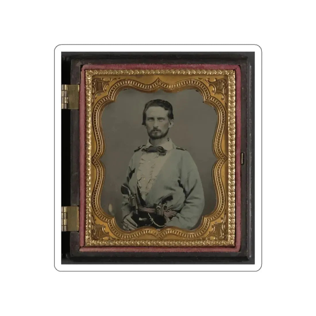 Unidentified Soldier From Kentucky In Confederate Uniform With Two Revolvers (U.S. Civil War) STICKER Vinyl Die-Cut Decal White Die-Cut 6 Inch - The Sticker Space