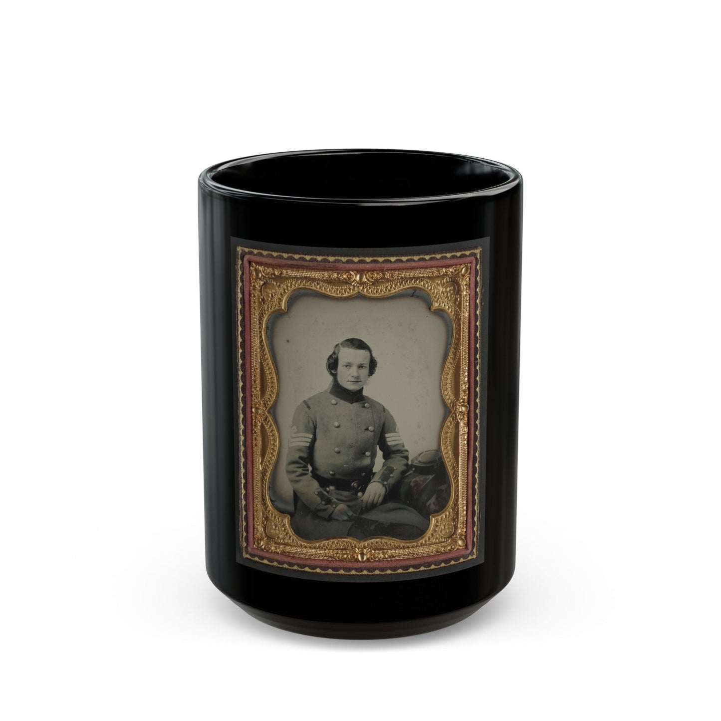 Unidentified Soldier From New York In Union Sergeant's Uniform (U.S. Civil War) Black Coffee Mug-15oz-The Sticker Space