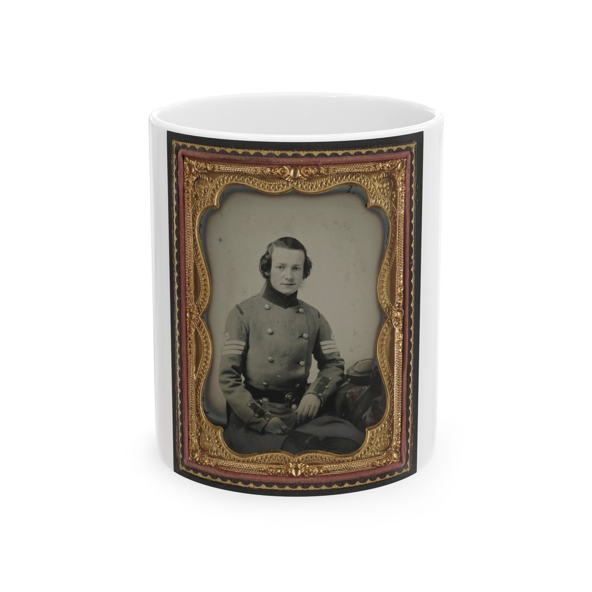 Unidentified Soldier From New York In Union Sergeant's Uniform (U.S. Civil War) White Coffee Mug-11oz-The Sticker Space