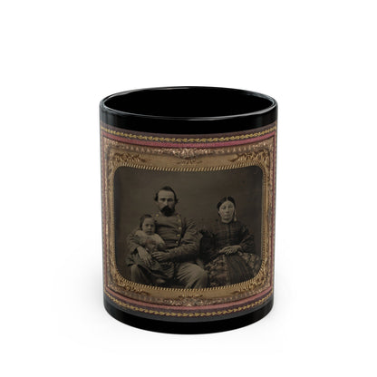 Unidentified Soldier In Confederate 1st Lieutenant's Uniform With Wife And Baby (U.S. Civil War) Black Coffee Mug-11oz-The Sticker Space