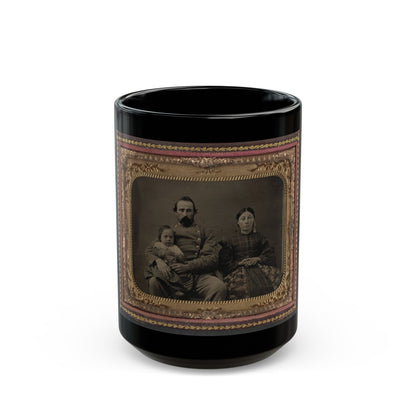 Unidentified Soldier In Confederate 1st Lieutenant's Uniform With Wife And Baby (U.S. Civil War) Black Coffee Mug-15oz-The Sticker Space