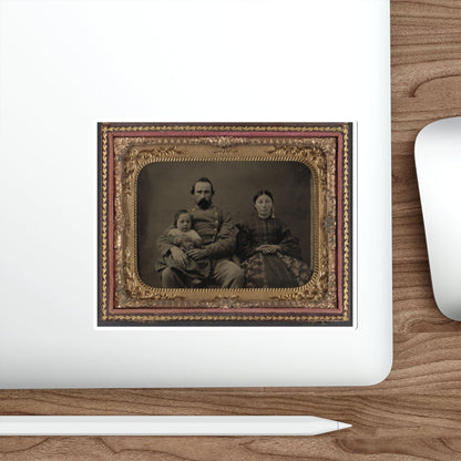 Unidentified Soldier In Confederate 1st Lieutenant's Uniform With Wife And Baby (U.S. Civil War) STICKER Vinyl Die-Cut Decal-The Sticker Space