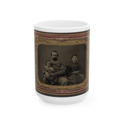 Unidentified Soldier In Confederate 1st Lieutenant's Uniform With Wife And Baby (U.S. Civil War) White Coffee Mug-15oz-The Sticker Space