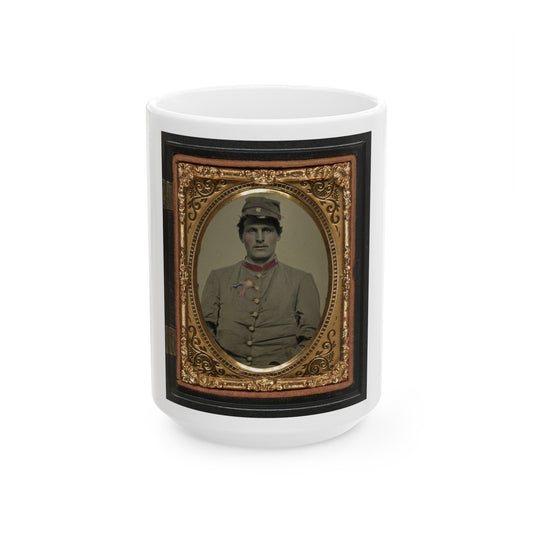 Unidentified Soldier In Confederate Artillery Jacket With Secession Badge And Artillery Forage Hat (U.S. Civil War) White Coffee Mug-15oz-The Sticker Space