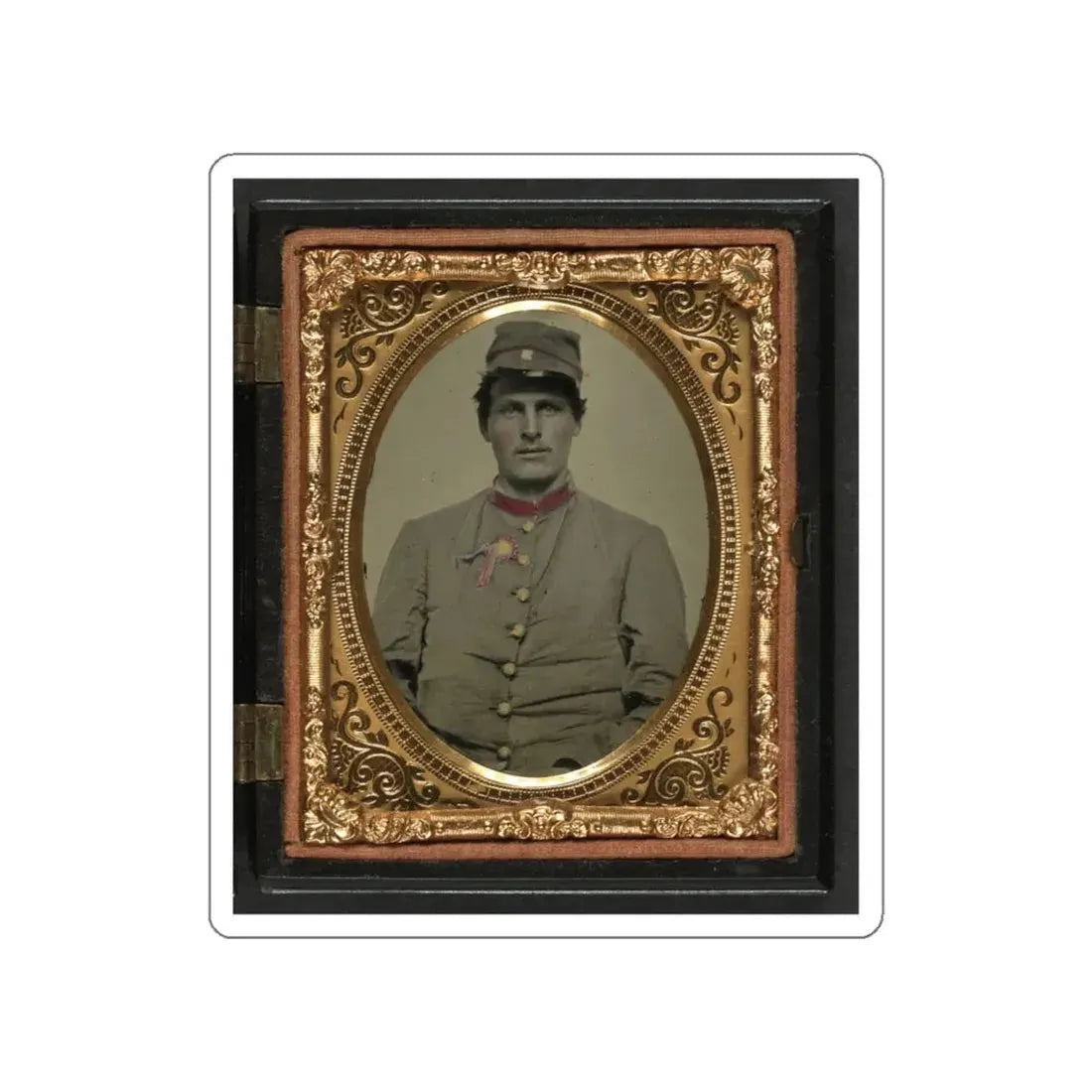 Unidentified Soldier In Confederate Artillery Jacket With Secession Badge And Artillery Forage Hat (U.S. Civil War) STICKER Vinyl Die-Cut Decal - The Sticker Space