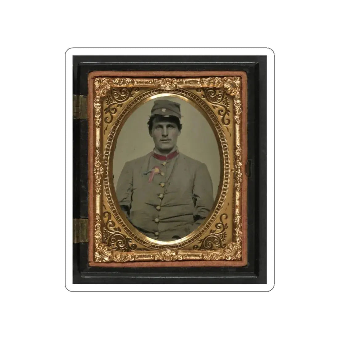 Unidentified Soldier In Confederate Artillery Jacket With Secession Badge And Artillery Forage Hat (U.S. Civil War) STICKER Vinyl Die-Cut Decal White Die-Cut 2 Inch - The Sticker Space