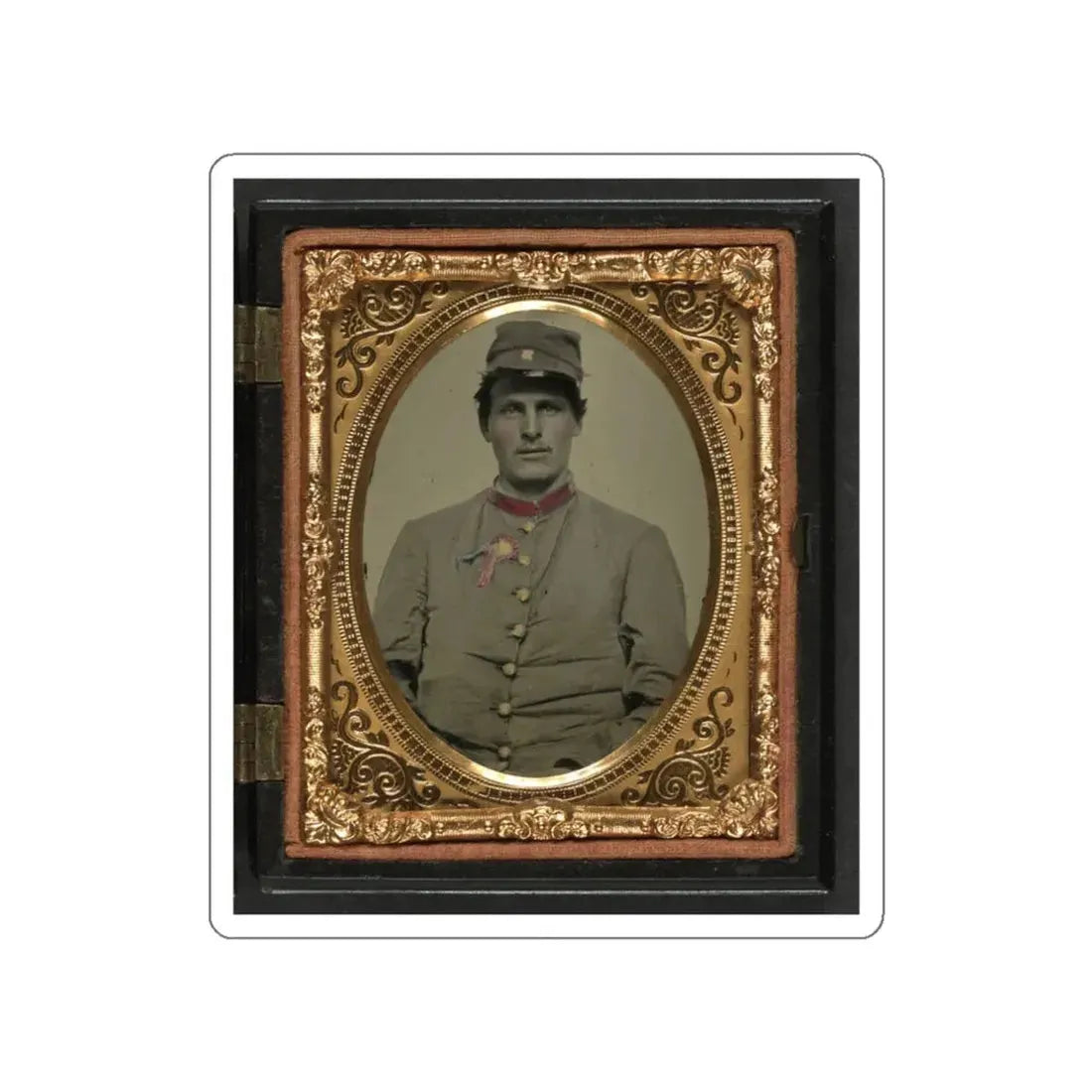 Unidentified Soldier In Confederate Artillery Jacket With Secession Badge And Artillery Forage Hat (U.S. Civil War) STICKER Vinyl Die-Cut Decal White Die-Cut 3 Inch - The Sticker Space