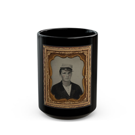 Unidentified Soldier In Confederate Artillery Uniform And Kepi (1) (U.S. Civil War) Black Coffee Mug-15oz-The Sticker Space