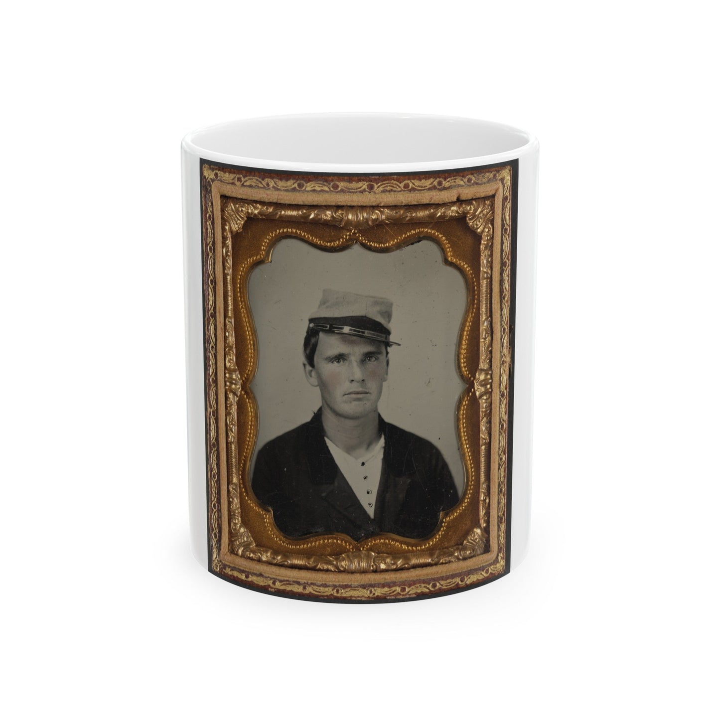 Unidentified Soldier In Confederate Artillery Uniform And Kepi (1) (U.S. Civil War) White Coffee Mug-11oz-The Sticker Space