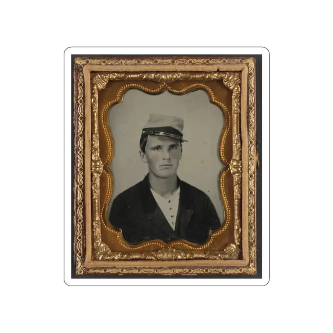 Unidentified Soldier In Confederate Artillery Uniform And Kepi (1) (U.S. Civil War) STICKER Vinyl Die-Cut Decal White Die-Cut 2 Inch - The Sticker Space