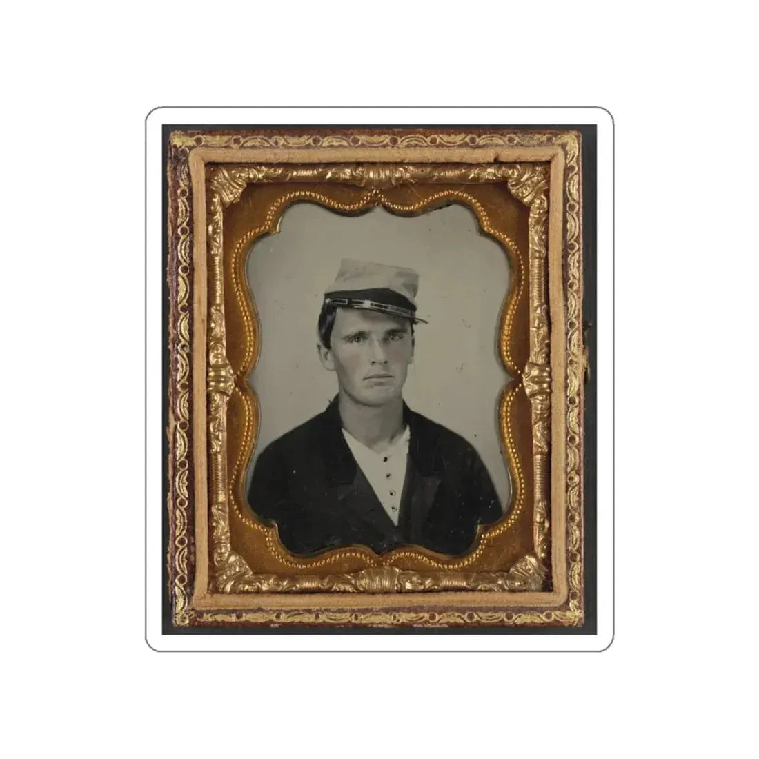 Unidentified Soldier In Confederate Artillery Uniform And Kepi (1) (U.S. Civil War) STICKER Vinyl Die-Cut Decal White Die-Cut 4 Inch - The Sticker Space