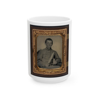 Unidentified Soldier In Confederate Artillery Uniform With Large Bowie Knife (U.S. Civil War) White Coffee Mug-15oz-The Sticker Space