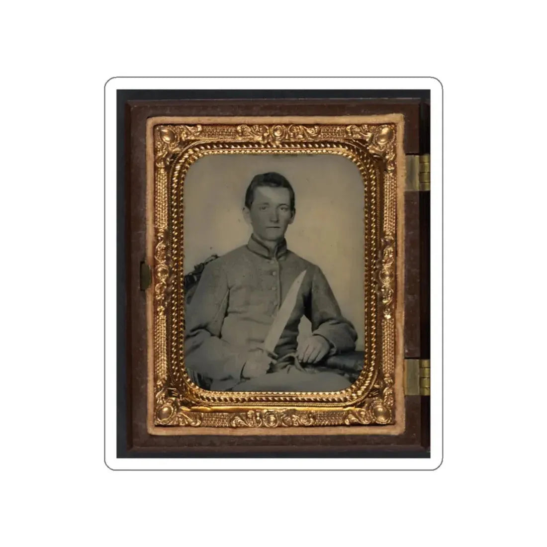 Unidentified Soldier In Confederate Artillery Uniform With Large Bowie Knife (U.S. Civil War) STICKER Vinyl Die-Cut Decal - The Sticker Space