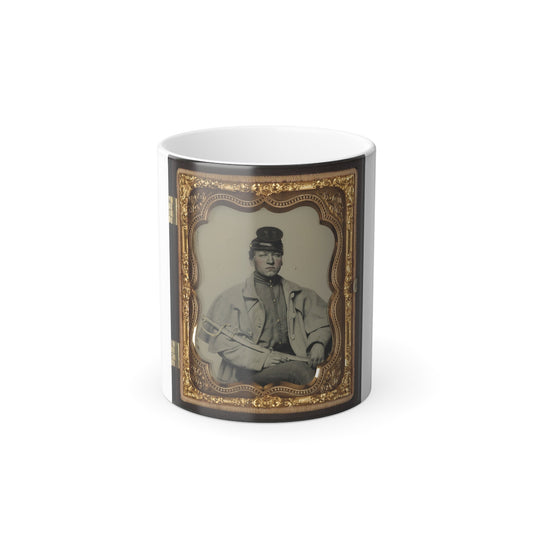 Unidentified Soldier in Confederate Artilleryman Uniform and Greatcoat With Sword (U.S. Civil War) Color Morphing Mug 11oz-11oz-The Sticker Space