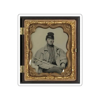 Unidentified Soldier In Confederate Artilleryman Uniform And Greatcoat With Sword (U.S. Civil War) STICKER Vinyl Die-Cut Decal White Die-Cut 2 Inch - The Sticker Space