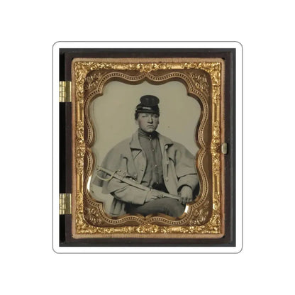 Unidentified Soldier In Confederate Artilleryman Uniform And Greatcoat With Sword (U.S. Civil War) STICKER Vinyl Die-Cut Decal White Die-Cut 3 Inch - The Sticker Space