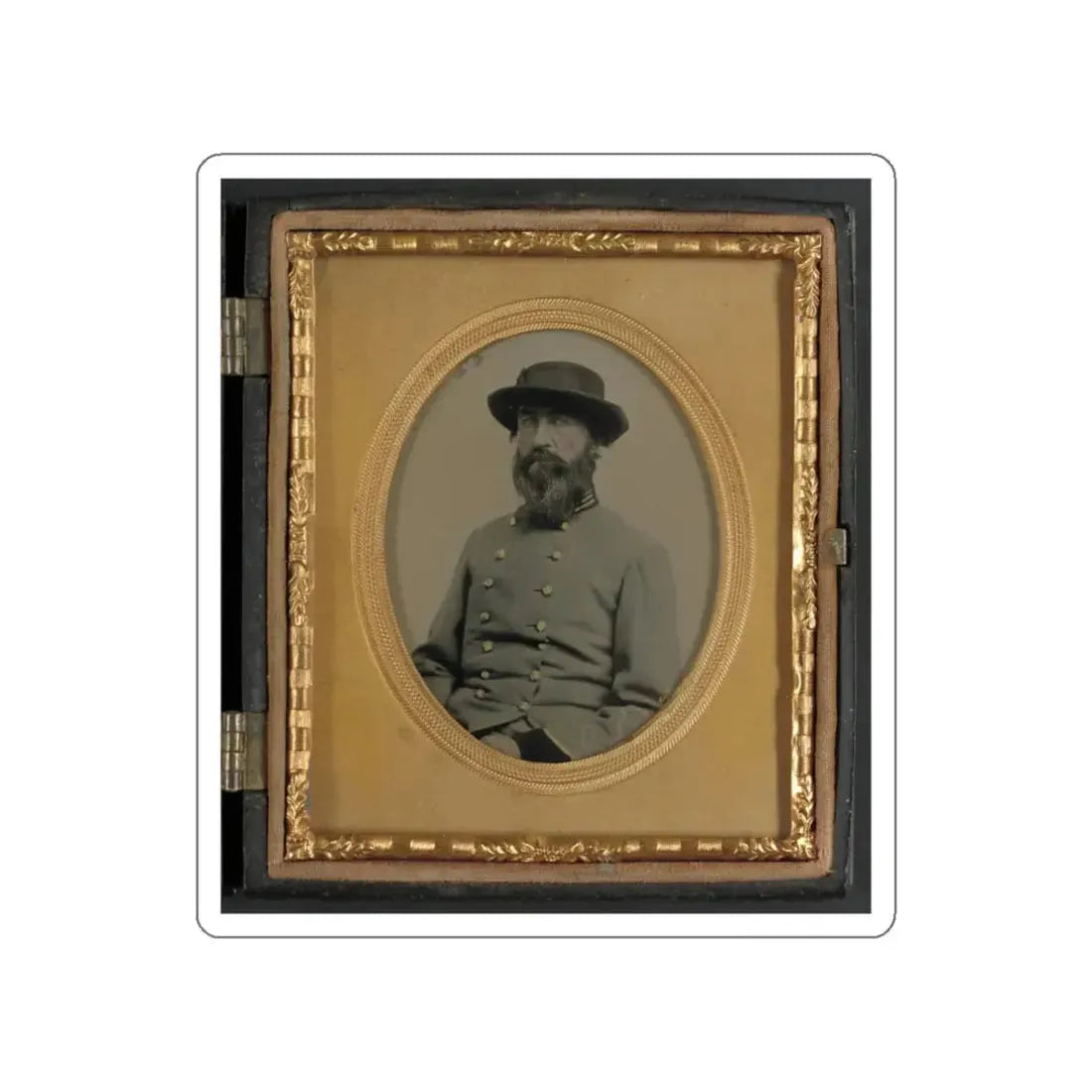 Unidentified Soldier In Confederate Captain's Uniform With Black Cuffs To Indicate That He Is A Surgeon (U.S. Civil War) STICKER Vinyl Die-Cut Decal White Die-Cut 3 Inch - The Sticker Space